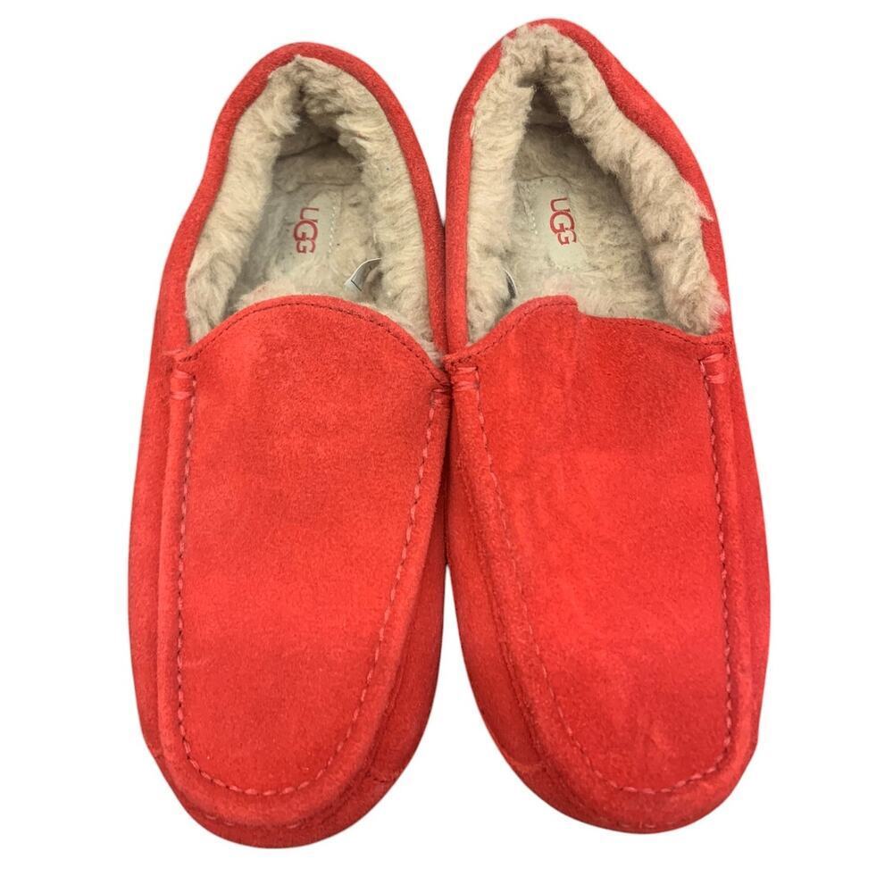 UGG Australia Men's Ascot Slippers Samba Red 1101110 Shoe Sheepskin Suede SZ 9
